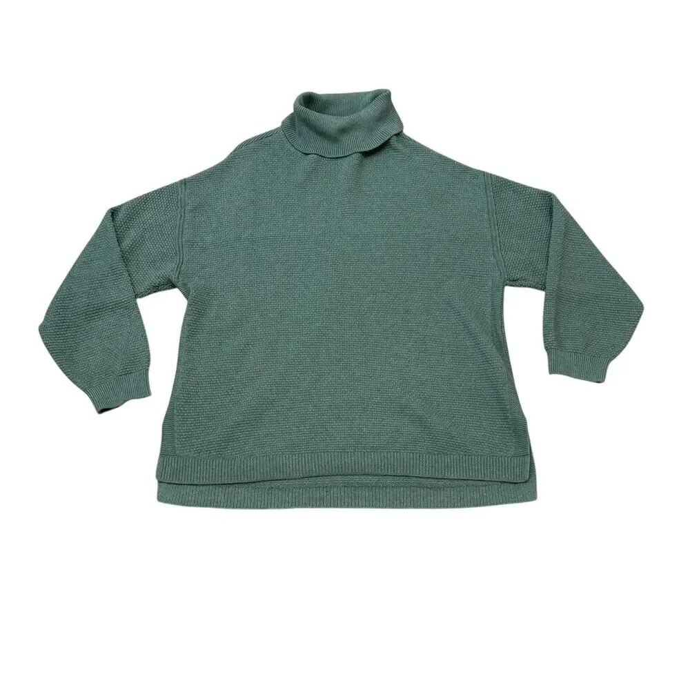 Free People Beach Green Hailee Oversized Turtleneck Sweater Size M